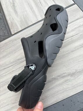 Men’s Black and Charcoal Crocs 12